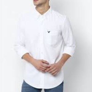 AMERICAN EAGLE Mens Long Sleeves Buttons Down White Shirt | M